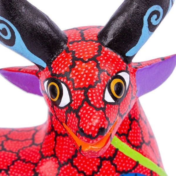 Alternate image for Hand Painted Deer Alebrije Sculpture Bold Deer