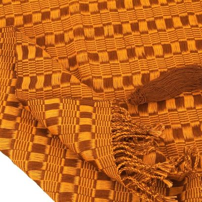 Alternate image for Cotton Scarf in Sunrise and Mahogany from Mexico Mexican Sunrise