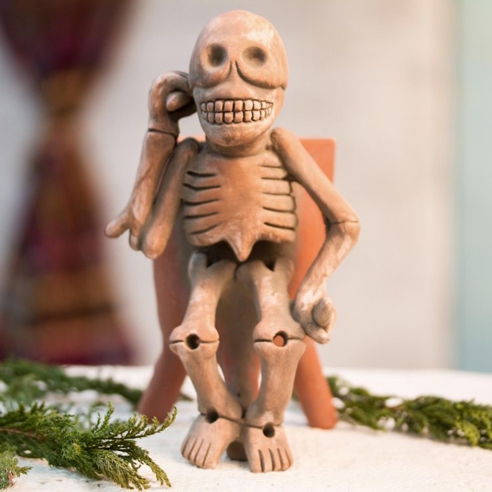 Ceramic Statuette Vessel Day of the Dead Mexico 'Lord of the Dead'