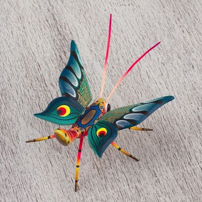 Alternate image for Hand-Painted Wood Alebrije Butterfly Sculpture from Mexico Holy Butterfly