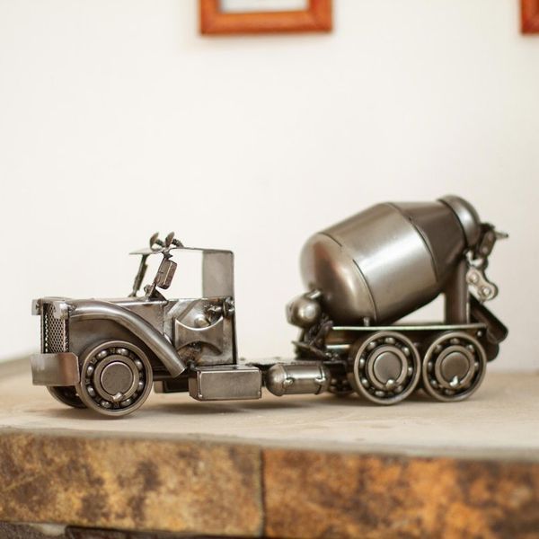 Alternate image for Recycled Auto Part Rustic Cement Mixer Sculpture from Mexico Rustic Cement Mixer