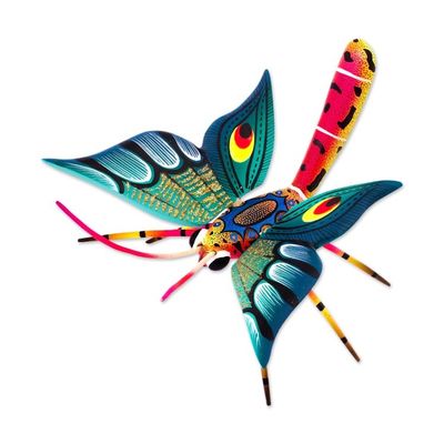 Alternate image for Hand-Painted Wood Alebrije Butterfly Sculpture from Mexico Holy Butterfly