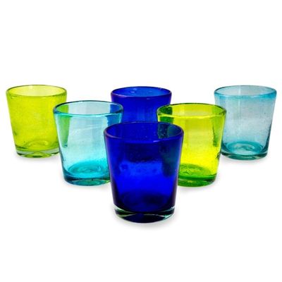 Alternate image for Hand Blown Glass Juice Glasses in 3 Colors Set of 6 Two by Two