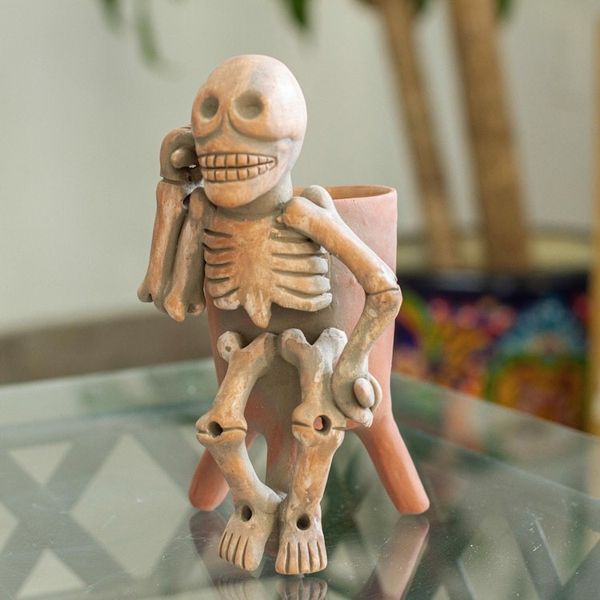 Alternate image for Ceramic Statuette Vessel Day of the Dead Mexico Lord of the Dead