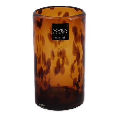 Alternate image for Six Water Glasses Handblown Recycled Glass Drinkware Mexico Tall Tortoise Shell