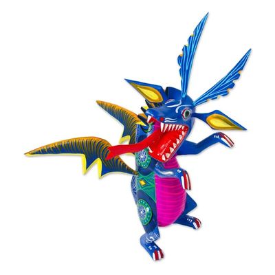 Alternate image for Hand-Painted Wood Dragon Alebrije from Mexico Happy Dragon