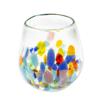 Alternate image for Set of 4 Vibrant Handblown Stemless Wine Glasses from Mexico Confetti Festival