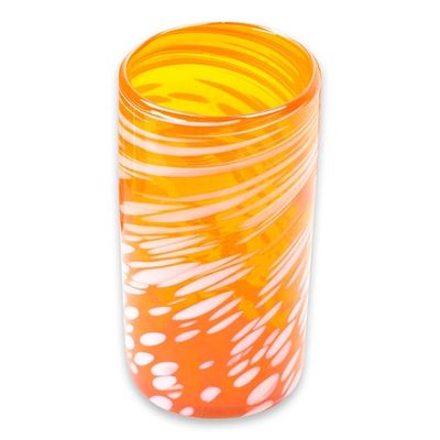 Alternate image for Set of 6 Orange Artisan Crafted Hand Blown Glasses Festive Orange