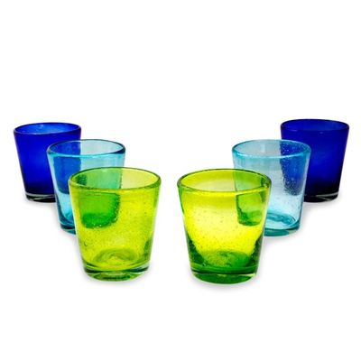 Alternate image for Hand Blown Glass Juice Glasses in 3 Colors Set of 6 Two by Two