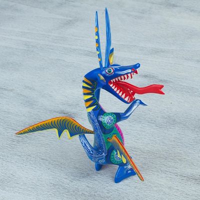 Alternate image for Hand-Painted Wood Dragon Alebrije from Mexico Happy Dragon