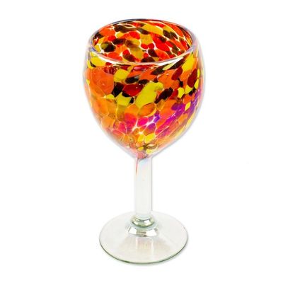 Alternate image for Set of 4 Colorful Wine Glasses Handblown from Recycled Glass Bright Confetti