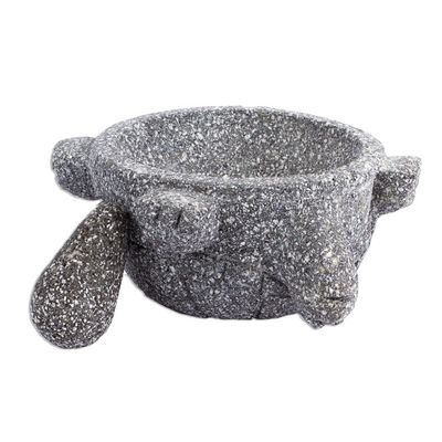 Alternate image for Basalt Mortar and Pestle in a Tortoise Shape Tortoise Tradition