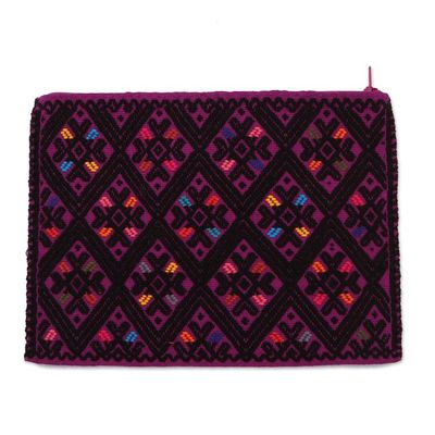 Alternate image for Cotton Cosmetic Bag in Amethyst and Black from Mexico Nocturnal Dreams
