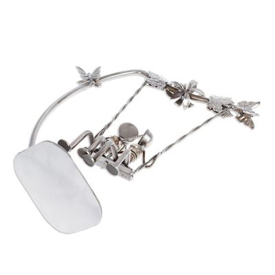 Alternate image for Eco-Friendly Recycled Auto Part Statuette of Couple in Swing Romantic Swing