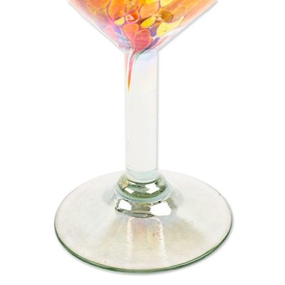 Alternate image for Set of 4 Colorful Wine Glasses Handblown from Recycled Glass Bright Confetti