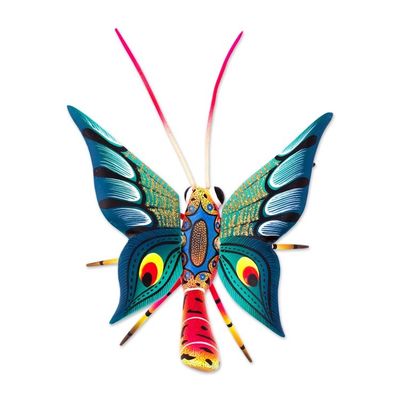 Alternate image for Hand-Painted Wood Alebrije Butterfly Sculpture from Mexico Holy Butterfly