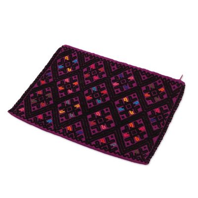 Alternate image for Cotton Cosmetic Bag in Amethyst and Black from Mexico Nocturnal Dreams