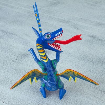 Alternate image for Hand-Painted Wood Dragon Alebrije from Mexico Happy Dragon