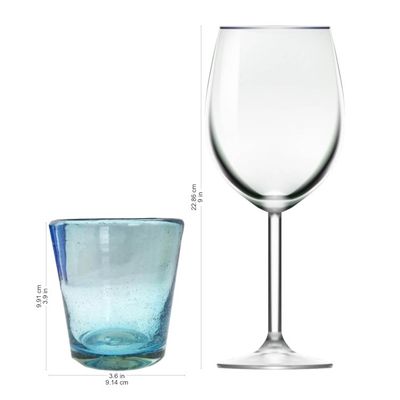 Alternate image for Hand Blown Glass Juice Glasses in 3 Colors Set of 6 Two by Two