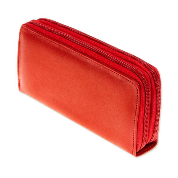 Alternate image for Russet Leather Long Zipper Wallet from Mexico Bajio Russet