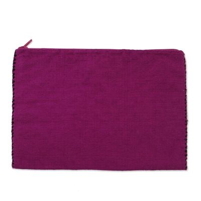 Alternate image for Cotton Cosmetic Bag in Amethyst and Black from Mexico Nocturnal Dreams