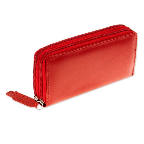 Alternate image for Russet Leather Long Zipper Wallet from Mexico Bajio Russet