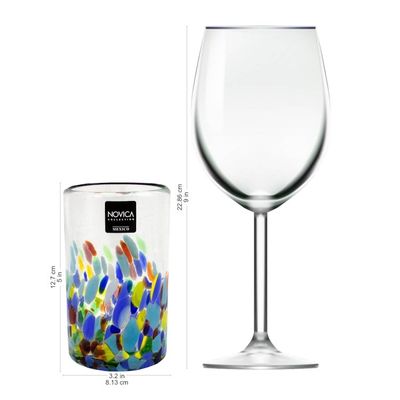Alternate image for Handblown Recycled Glass Tumbler Drinkware Set of 6 Confetti Festival