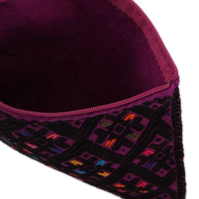 Alternate image for Cotton Cosmetic Bag in Amethyst and Black from Mexico Nocturnal Dreams