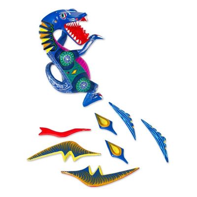 Alternate image for Hand-Painted Wood Dragon Alebrije from Mexico Happy Dragon