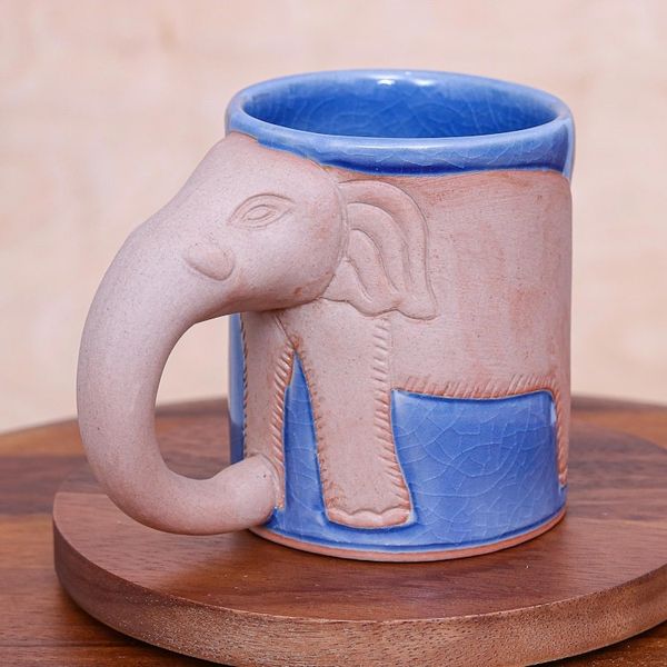 Alternate image for Hand Made Celadon Ceramic Elephant Mug from Thailand Morning Joe