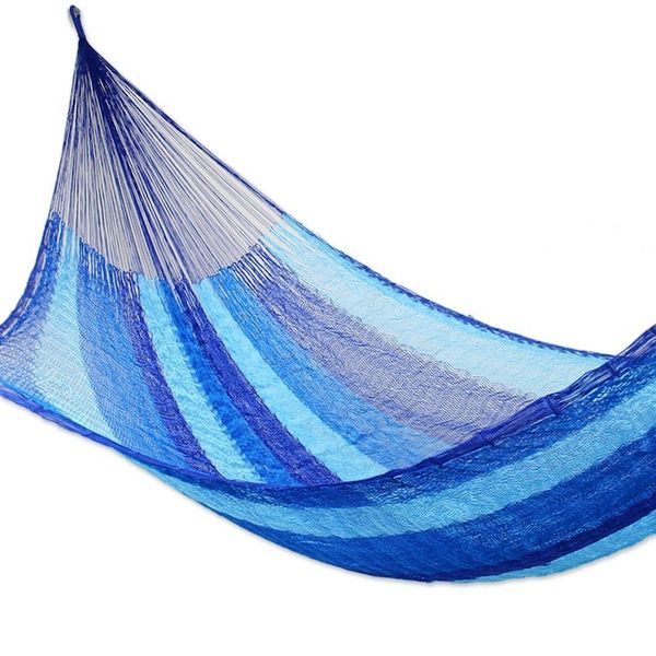 Alternate image for Artisan Crafted Rope Hammock Single Blue Caribbean