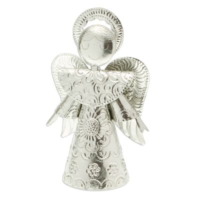 Alternate image for Handmade Tin Christmas Statuette 7 Inch Angel of Oaxaca