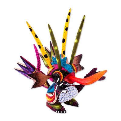 Alternate image for Wood Alebrije Sculpture of a Colorful Alien from Mexico Energetic Martian