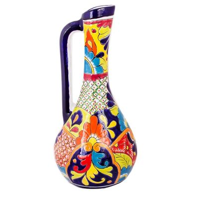 Alternate image for Pitcher-Shaped Talavera-Style Ceramic Vase from Mexico Talavera Pitcher