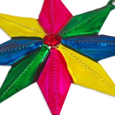Alternate image for Mexican Artisan Crafted Tin Star Ornaments set of 6 Guiding Stars