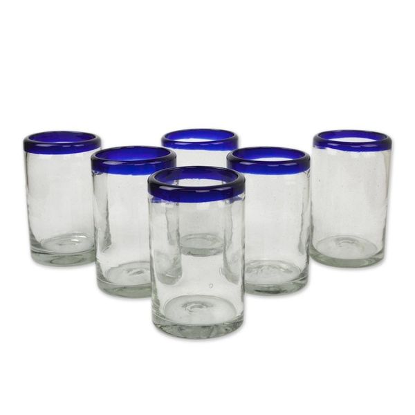 Alternate image for Fair Trade Blue Handblown Glass Tumbler Drinkware Set of 6 Cobalt Classics