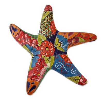 Alternate image for Hand-Painted Talavera-Style Ceramic Starfish Wall Sculpture Talavera Starfish