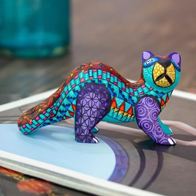 Alternate image for Mint Copal Wood Alebrije Otter Figurine Painted by Hand The Water Spirit in Mint