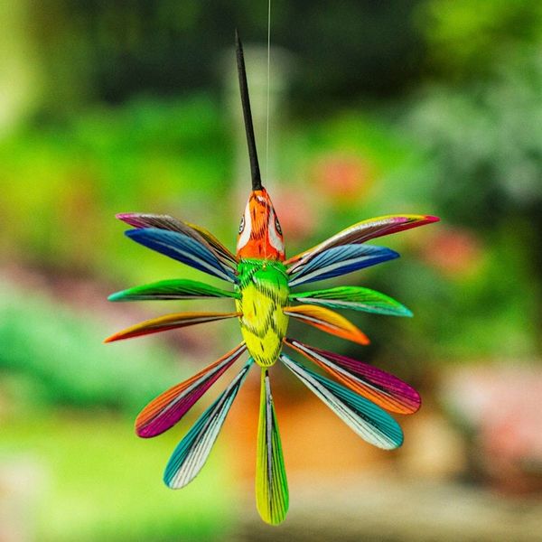 Alternate image for Hand-Painted Orange Copal Wood Alebrije Bird Ornament Eden Plumage