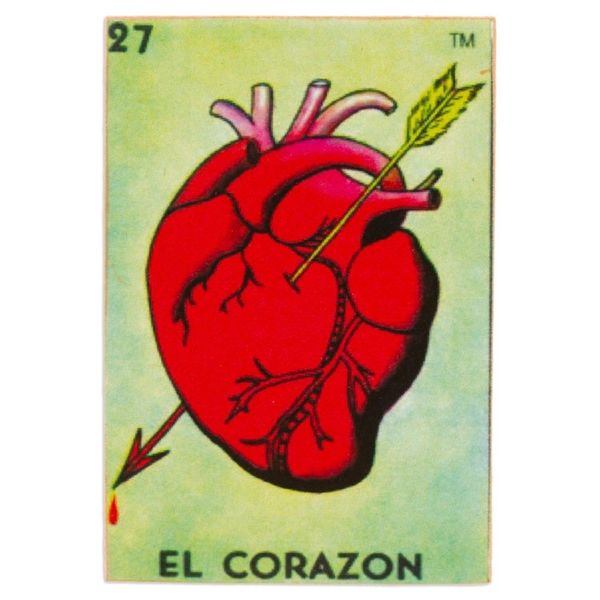 Alternate image for Mexican Wood Magnet with Red Heart Decoupage Folk Heart