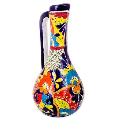 Alternate image for Pitcher-Shaped Talavera-Style Ceramic Vase from Mexico Talavera Pitcher