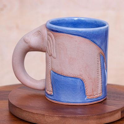 Alternate image for Hand Made Celadon Ceramic Elephant Mug from Thailand Morning Joe