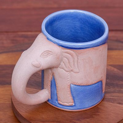 Alternate image for Hand Made Celadon Ceramic Elephant Mug from Thailand Morning Joe