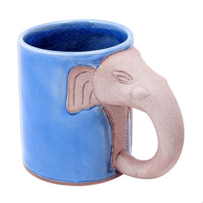 Alternate image for Hand Made Celadon Ceramic Elephant Mug from Thailand Morning Joe