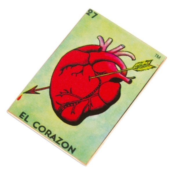 Alternate image for Mexican Wood Magnet with Red Heart Decoupage Folk Heart
