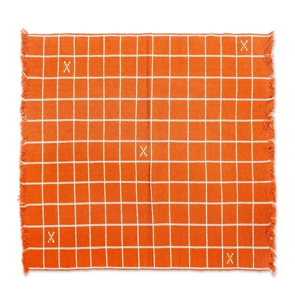 Alternate image for Burnt Orange 100 Cotton Handwoven Placemats Set of 4 Chiapas Spice
