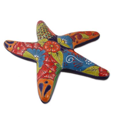 Alternate image for Hand-Painted Talavera-Style Ceramic Starfish Wall Sculpture Talavera Starfish