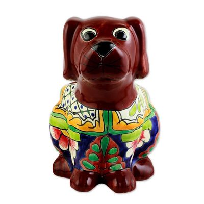 Alternate image for Talavera Style Dog-Themed Ceramic Planter from Mexico Talavera Dog