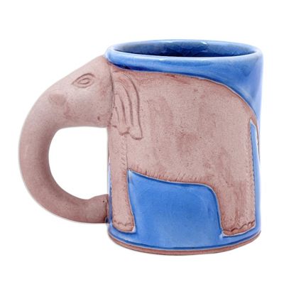 Alternate image for Hand Made Celadon Ceramic Elephant Mug from Thailand Morning Joe
