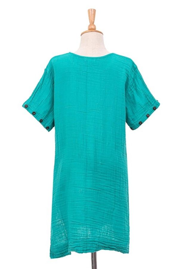 Alternate image for Artisan Crafted Double Gauze Tunic Out of Office in Sea Green